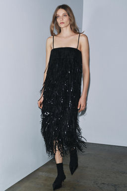 ZW COLLECTION LIMITED EDITION SEQUINNED FRINGED DRESS - Zara фото 2