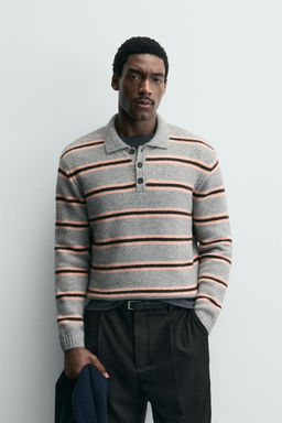 STRIPED JACQUARD KNIT POLO SHIRT - Zara фото 2