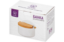 Банка для сыпучих продуктов 500 мл 15*10*11,1 см Белая + откидная бамбук.крышка, керамика - Elan gallery фото 15