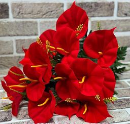 Цветы искусственные декоративные Букет каллы (9 цветков + зелень) 62 см