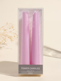 Набор свечей, 3.5×23 см, 2 шт. «Башня», светло-розовый, 4×9.5×25 см