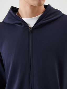 Kap??onlu Uzun Kollu Erkek Fermuarl? Sweatshirt