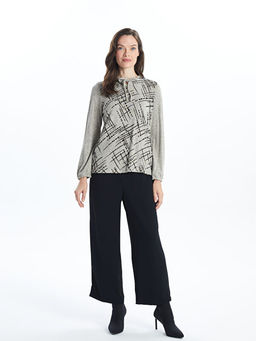 Ba?lamal? Yaka Desenli Kad?n Bluz