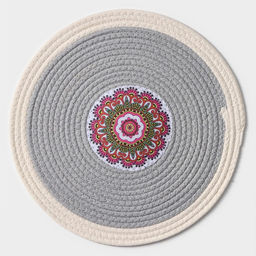 Салфетка сервировочная на стол Доляна Мира, d=38 см, хлопок, цвет серый, рисунок МИКС  фото 16