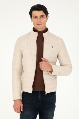 Мужская бежевая кожаная куртка