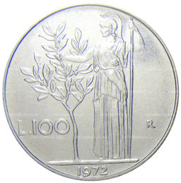 Монета 100 лир 1972 года Италия