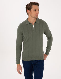 Duman Slim Fit Polo Yaka Fermuarl_ Triko Kazak - Pierre cardin фото 3