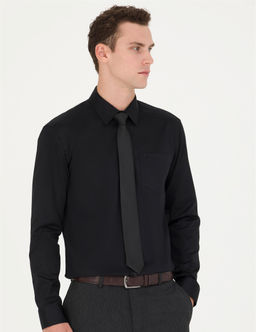 Siyah Regular Fit Uzun Kollu Basic G_mlek