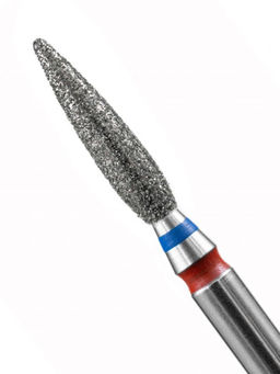 Manita Professional Фреза алмазная пламя острое для аппаратного маникюра 866.104.243.100.023 ФАП-2.3 10 М-С, сине-красная насечка, o 2,3 мм, 5 шт. фото 3