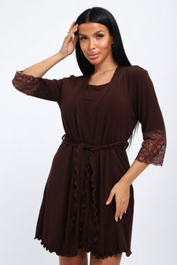 Халат женский из вискозы Адель Нуар шоколад - Амадэль фото 18