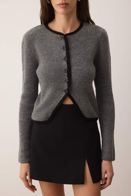 Antrasit Fitted/Vucuda Oturan Kurdele Detayl? Crop Triko H?rka TWOAW26HI00173 - Trendyolmilla фото 3