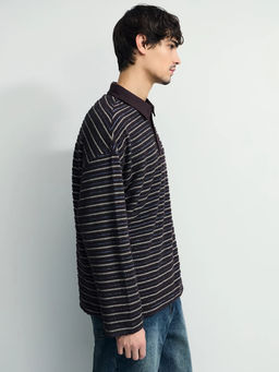 Джемпер с воротником поло в полоску / Zarina фото 8