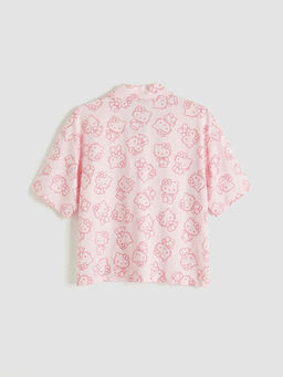 G?mlek Yaka Hello Kitty Bask?l? Kad?n Pijama ?st