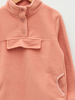 Dik Yaka Basic Uzun Kollu Polar K?z ?ocuk Sweatshirt - Waikiki фото 3