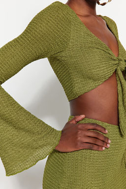 Plaj Giyim Beyaz Dokuma F?rf?rl? Bluz-Etek Tak?m TBESS23AU00040 - Trendyolmilla фото 14