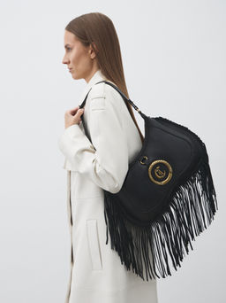 Женская сумка на плечо JUST CAVALLI ASCOT W/FRINGES Артикул 4450874, черный  фото 5