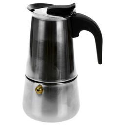 Кофеварка из нержавеющей стали, гейзерная, на 2 чашки, 170мл д8см h14,5см, бакелитовая ручка, подарочная коробка (Китай)