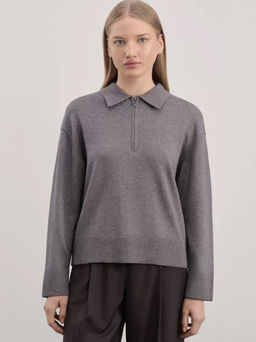 K13013 Джемпер поло (вязаный трикотаж) СЕРЫЙ