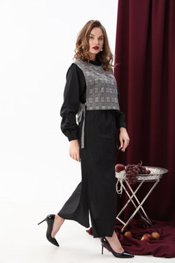 Платье NIKVA н942-1 чёрный+серая клетка  фото 7