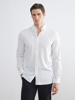 Slim Fit Uzun Kollu ?izgili Erkek G?mlek