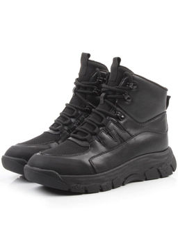 04-WB011-1M BLACK Кроссовки зимние женские (натуральная кожа, 100% шерсть)