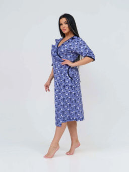 Халат женский, цвет голубой белый синий