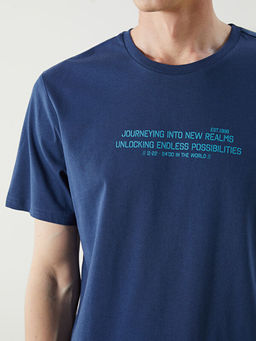 Bisiklet Yaka Bask?l? Penye Erkek Ti??rt