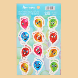 Цена за 5 шт. Наклейки-оценки Воздушные шарики, 11 х 18 см - Арт узор фото 2