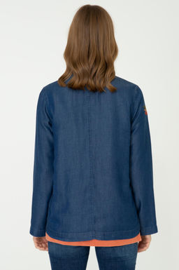 Женская темно-синяя джинсовая рубашка - U.s. polo assn фото 11