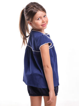 Футболка для девочки	 UD 1683 т.синий - Mini maxi фото 3