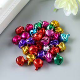 Набор декора для творчества металл Колокольчики цветные вес 5 гр, d-0,7 см, 12х10 см
