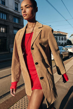 CHAQUETA 100% PIEL ANTE / Tostado - Zara фото 6