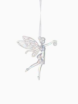 Цена за 2 шт. Ёлочная игрушка Зимнее волшебство. Фея с шариком, 1211.5 см, белый перелив  фото 10
