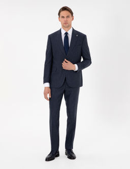 _ndigo Slim Fit _izgili Y_n Kar___ml_ Tak_m Elbise