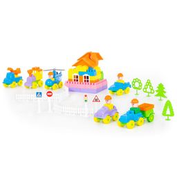 Тележка Caddie + конструктор Строитель (160 элементов) (в пакете) - Полесье фото 4