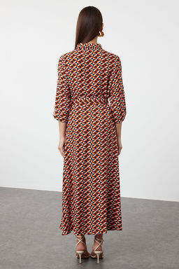 Cok Renkli Geometrik Desenli Dokuma Gomlek Elbise TWOSS24EL01113 - Trendyolmilla фото 5