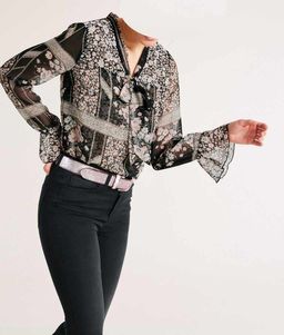 Блузка, черно-пестрая