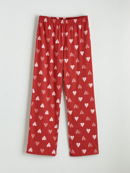 G?mlek Yaka Kalp Desenli Kad?n Pijama Tak?m?