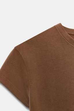 CAMISETA ENTALLADA MANGA CORTA / Marr?n