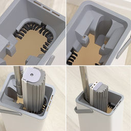 Швабра с отжимом и ведром Raccoon «Компакт», ведро 17×12.5×34 см, 5.5 л, швабра с насадкой ПВА 28×4.5×121 см  фото 3