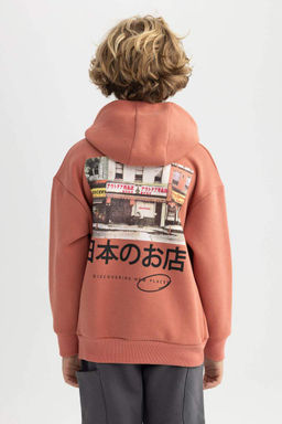 Толстый свитшот оверсайз с капюшоном для мальчика - Defacto фото 9