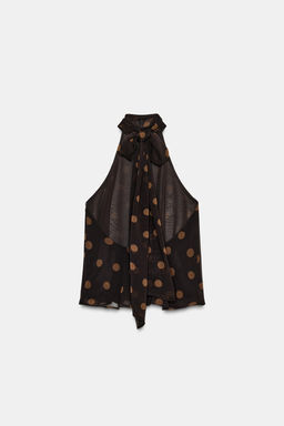 GEORGETTE HALTER TOP WITH POLKA DOTS - Zara фото 4
