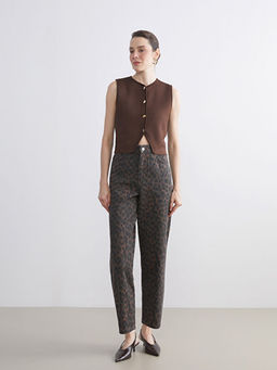 Baggy Fit Leopar Desenli Kad?n Jean Pantolon