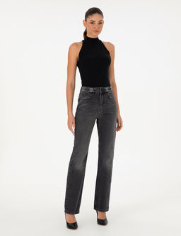 Antrasit Straight Fit Jean Pantolon