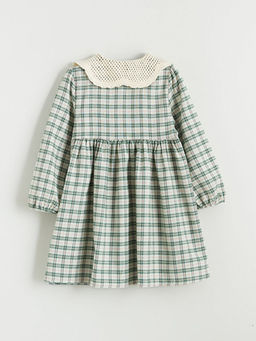 Bebe Yaka Ekose Desen Flanel K?z ?ocuk Elbise