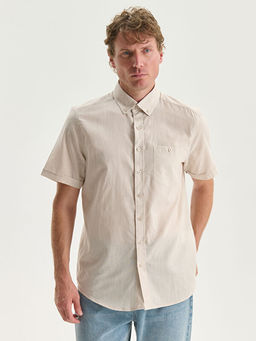 Regular Fit Keten Kar???ml? Erkek G?mlek