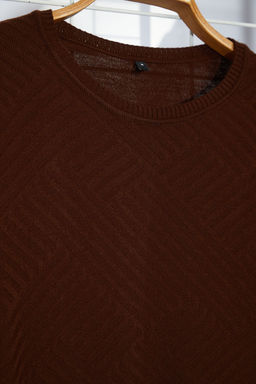 TRENDYOL MAN Kahverengi Slim Dar Kesim Bisiklet Yaka Dokulu Triko Kazak TMNAW25KZ00038 - Trendyolmilla фото 7