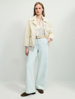 Джинсы широкие с ремнём с высокой посадкой ZR2604092334-100 / Zarina