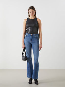 Bisiklet Yaka Parlak G?r?n?ml? Kad?n Atlet