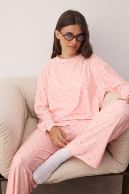 Somon Puantiyeli Yumusak Tuse Orme Pijama Tak?m? THMAW26PT00045